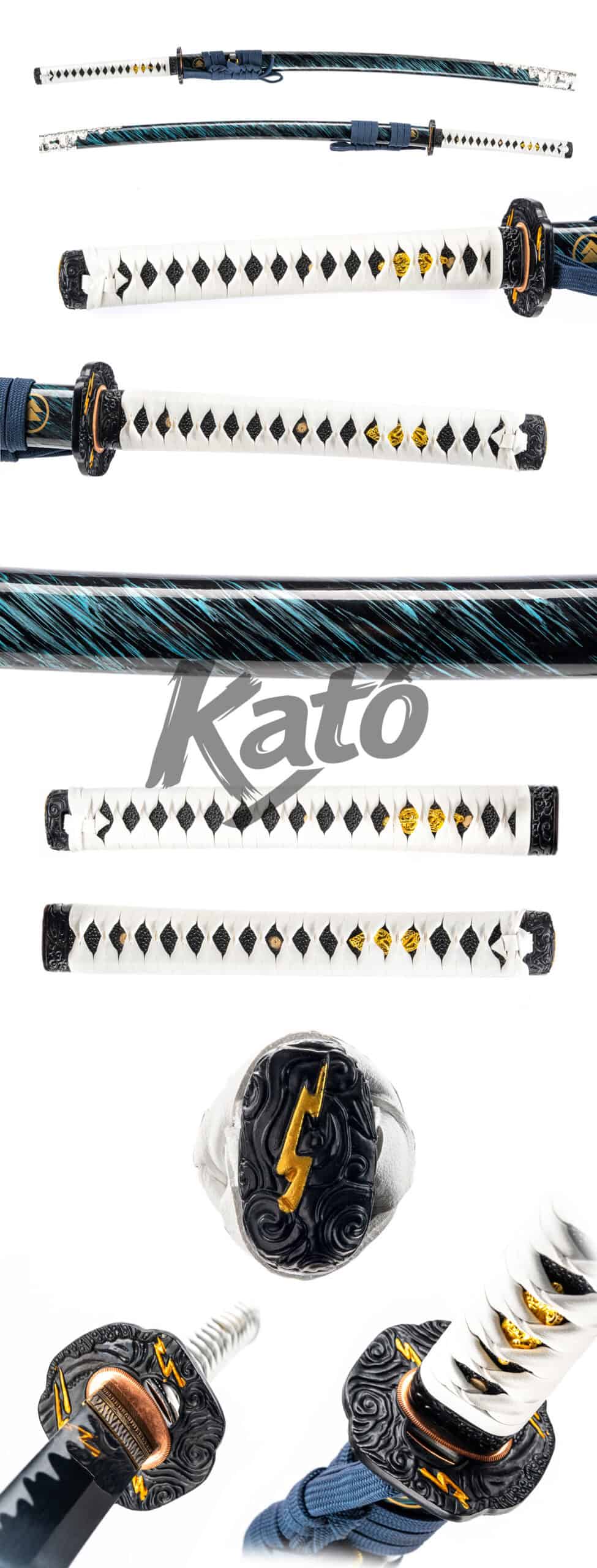 Ghost Of Tsushima Black Blue Katana with Polished Blade