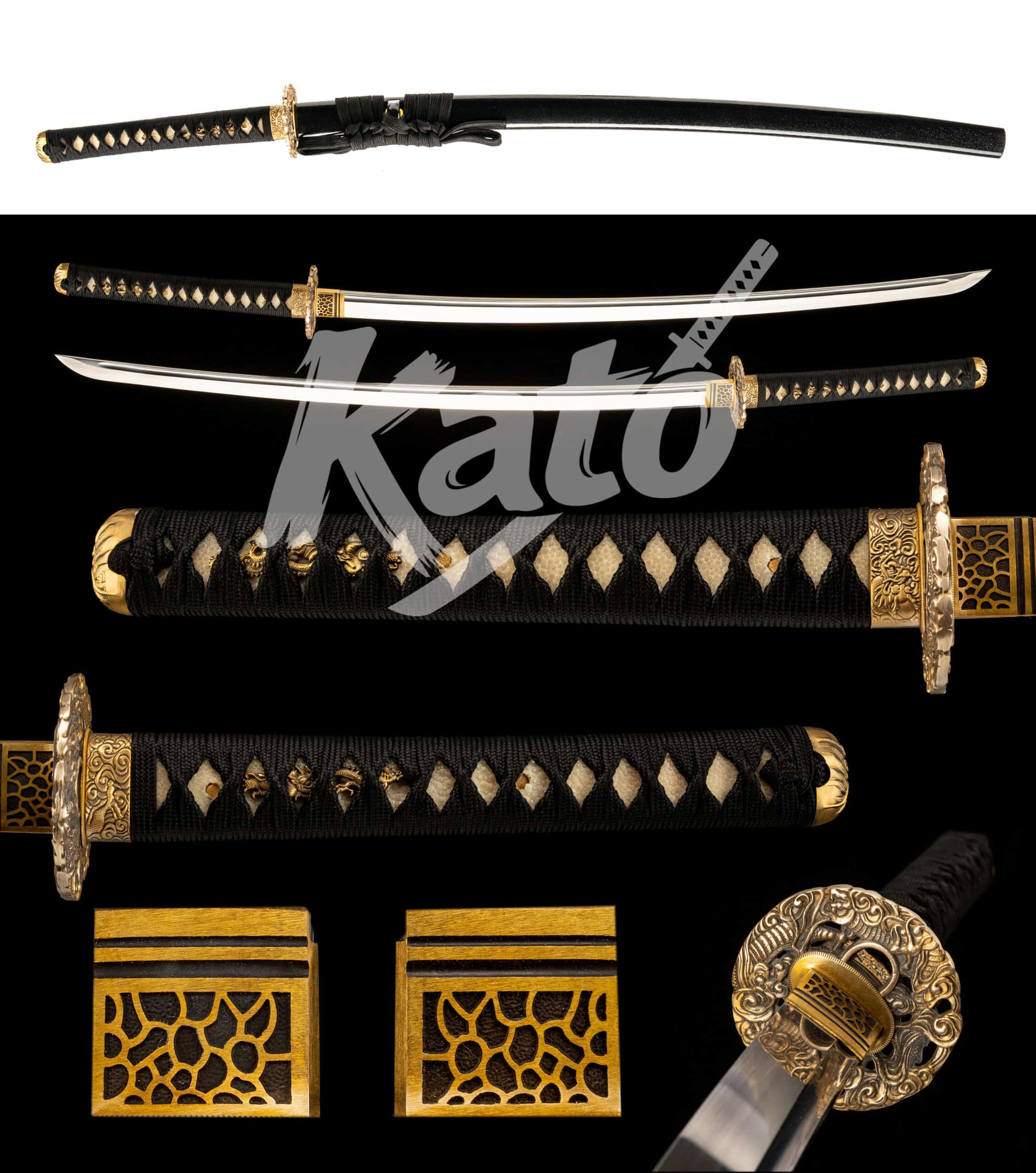 The Durable Edge Black Katana with High-Polished Blade
