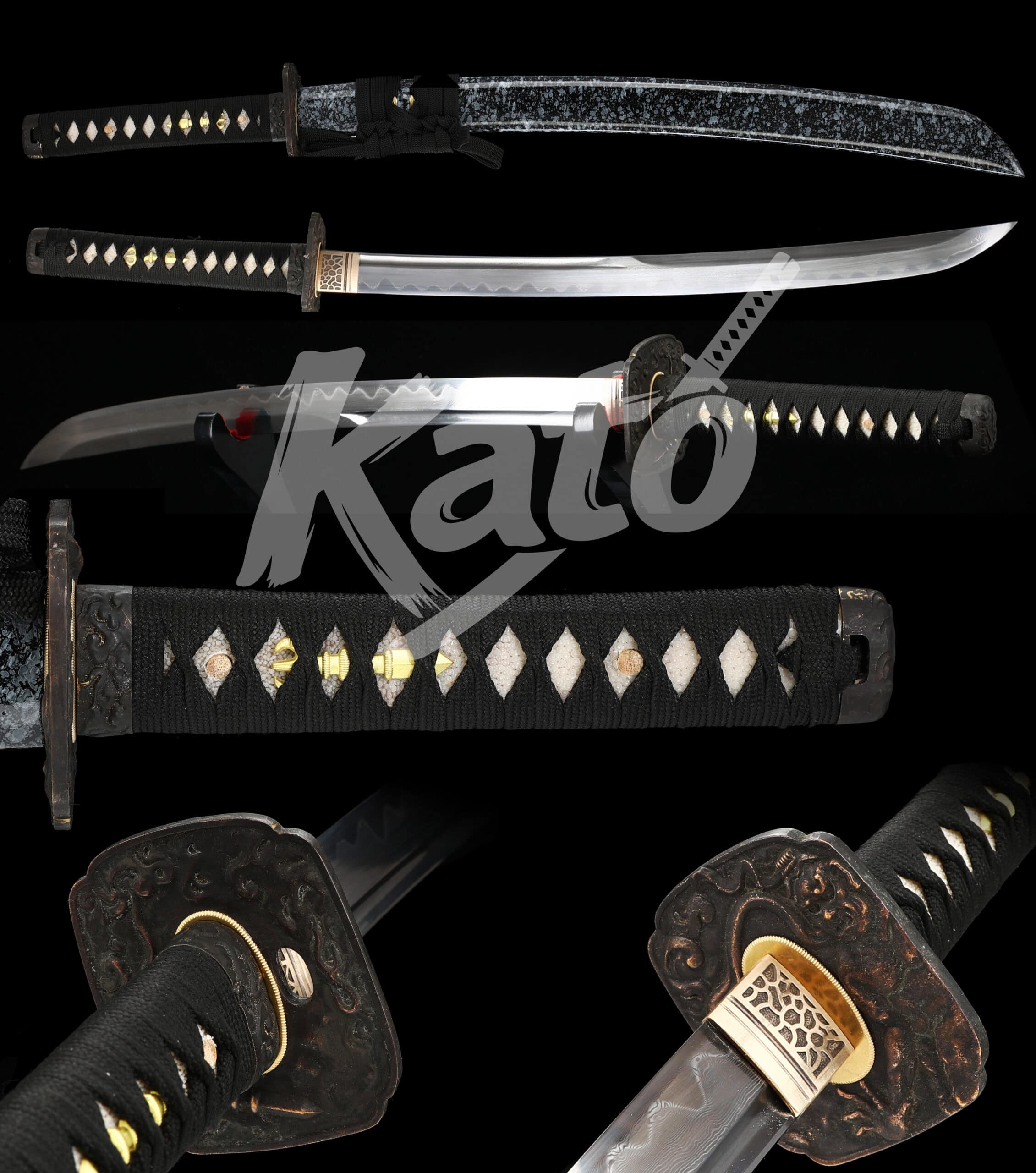 Black Speckled Naginata with Polished Hamon